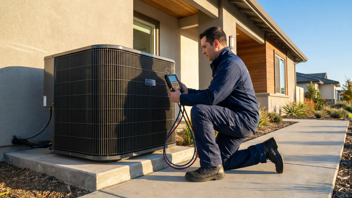 Heat Pump Repair & Install — Sacramento — PRO MAX technician at work