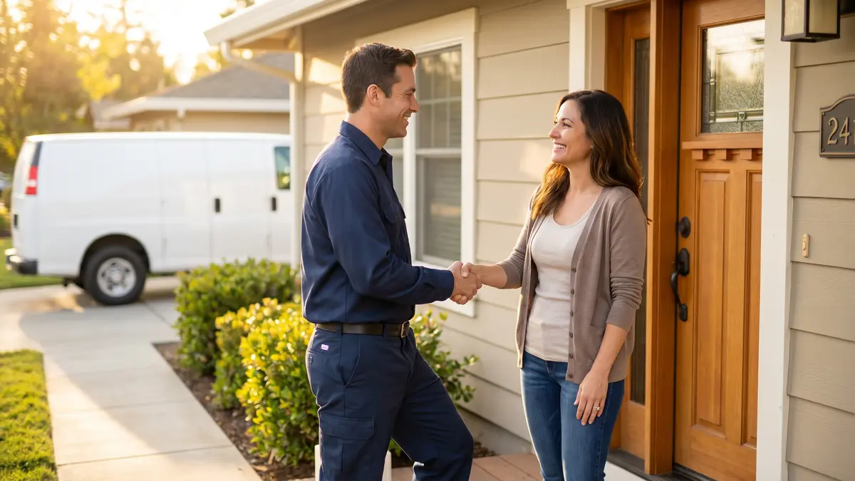 PRO MAX technician greeting a happy Sacramento homeowner after a repair