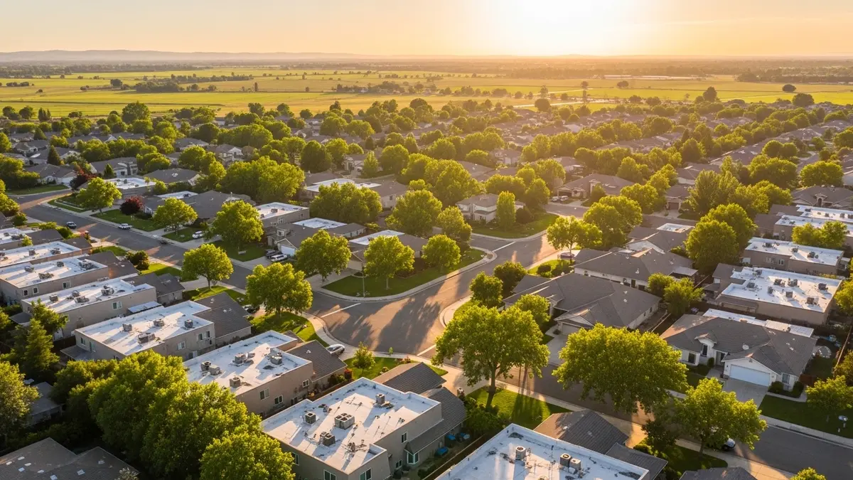 Aerial view of Sacramento-area neighborhoods served by PRO MAX